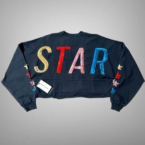 NWT SPIRIT JERSEY Shirt Boxy Cropped Sequins Star NEW Streetwear So Good Y2K 90s